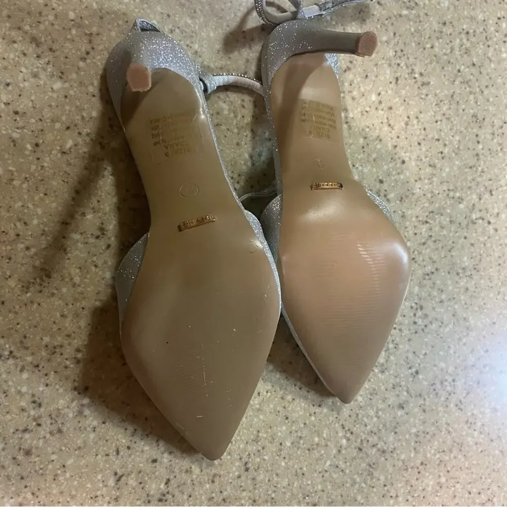 Billini Esara Silver Glitter Rhinestone Ankle Strap Pumps - Picture 7 of 10